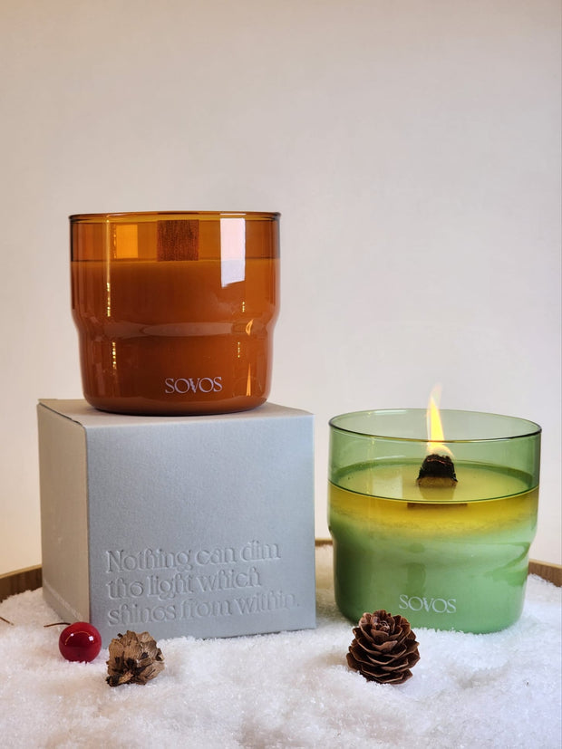 聖誕火爐蠟燭 Christmas Fireplace Scented Candle in Borosilicate Glass 200g (+Optional customization)